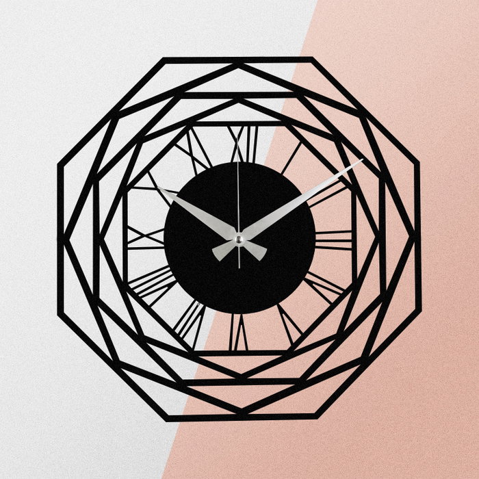Wallity Enzoclock - S012 Reloj de Pared Decorativo de Metal Negro